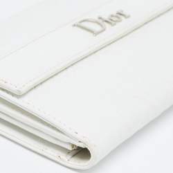 Pre Owned Dior Off White Cannage Embossed Leather French Flap Continental Wallet