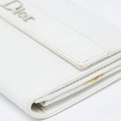 Pre Owned Dior Off White Cannage Embossed Leather French Flap Continental Wallet