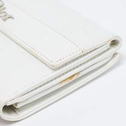 Pre Owned Dior Off White Cannage Embossed Leather French Flap Continental Wallet