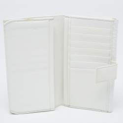Pre Owned Dior Off White Cannage Embossed Leather French Flap Continental Wallet
