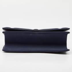 Pre Owned Dior Navy Blue Ultra Matte Leather Medium Diorama Flap Shoulder Bag