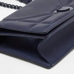 Pre Owned Dior Navy Blue Ultra Matte Leather Medium Diorama Flap Shoulder Bag