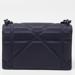Pre Owned Dior Navy Blue Ultra Matte Leather Medium Diorama Flap Shoulder Bag