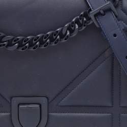 Pre Owned Dior Navy Blue Ultra Matte Leather Medium Diorama Flap Shoulder Bag