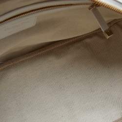 Pre Owned حقيبة باولر ديور مطاط وجلد أوبليك مثقب ذهبي/أبيض متوسطة