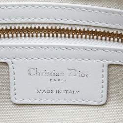 Pre Owned حقيبة باولر ديور مطاط وجلد أوبليك مثقب ذهبي/أبيض متوسطة