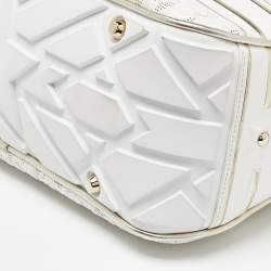 Pre Owned حقيبة باولر ديور مطاط وجلد أوبليك مثقب ذهبي/أبيض متوسطة