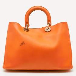 Dior Orange Leather Large Diorissimo Shopper Tote