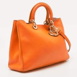 Dior Orange Leather Large Diorissimo Shopper Tote