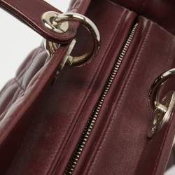 Pre Owned Dior Burgundy Cannage Leather Large Lady Dior Tote