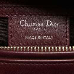 Pre Owned Dior Burgundy Cannage Leather Large Lady Dior Tote