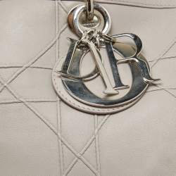 Pre Owned Dior Grey Cannage Leather Granville Polochon Satchel