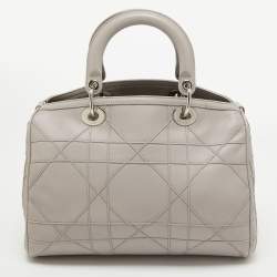 Pre Owned Dior Grey Cannage Leather Granville Polochon Satchel