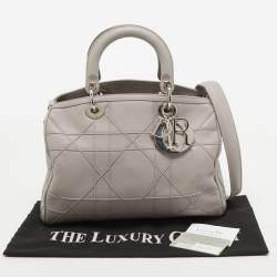 Pre Owned Dior Grey Cannage Leather Granville Polochon Satchel