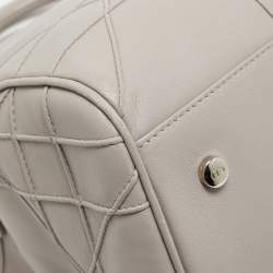 Pre Owned Dior Grey Cannage Leather Granville Polochon Satchel