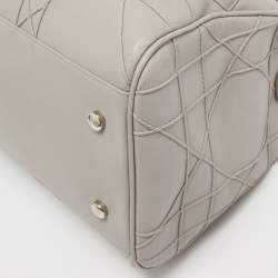 Pre Owned Dior Grey Cannage Leather Granville Polochon Satchel