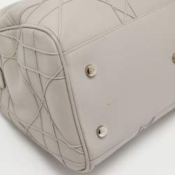 Pre Owned Dior Grey Cannage Leather Granville Polochon Satchel