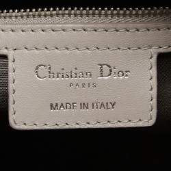 Pre Owned Dior Grey Cannage Leather Granville Polochon Satchel