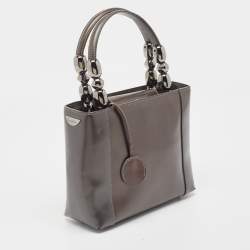 Pre Owned Dior Metallic Dark Grey Leather Malice Tote