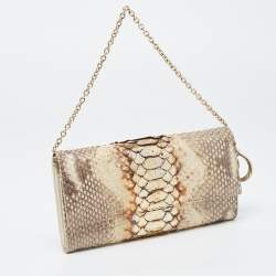 Pre Owned Dior Beige/Brown Python and Leather Lady Dior Wallet On Chain