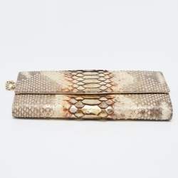 Pre Owned Dior Beige/Brown Python and Leather Lady Dior Wallet On Chain