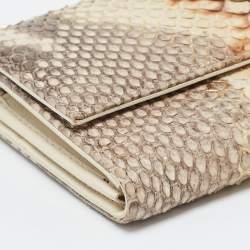 Pre Owned Dior Beige/Brown Python and Leather Lady Dior Wallet On Chain