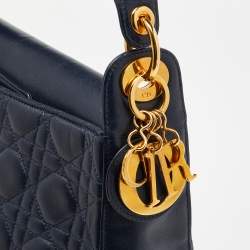 Pre Owned Dior Blue Cannage Leather Vintage Lady Dior Hobo