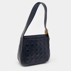 Pre Owned Dior Blue Cannage Leather Vintage Lady Dior Hobo