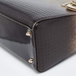 Pre Owned Dior Gold/Dark Brown Microcannage Patent Leather Medium Lady Dior Tote