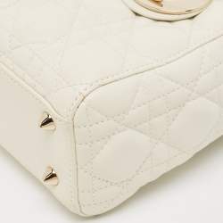 Dior Off White Cannage Leather Small Lady Dior My ABCDior Tote