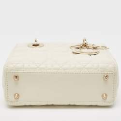 Dior Off White Cannage Leather Small Lady Dior My ABCDior Tote