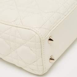 Dior Off White Cannage Leather Small Lady Dior My ABCDior Tote
