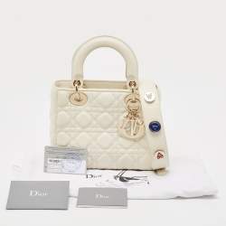 Dior Off White Cannage Leather Small Lady Dior My ABCDior Tote