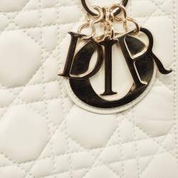 Dior Off White Cannage Leather Small Lady Dior My ABCDior Tote