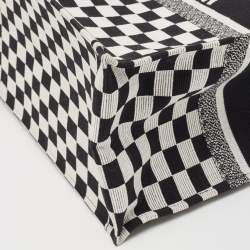 Dior Black/White Checkered Embroidered Canvas Large Book Tote