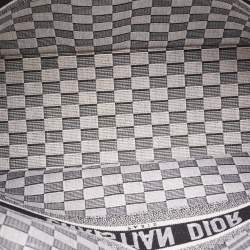 Dior Black/White Checkered Embroidered Canvas Large Book Tote