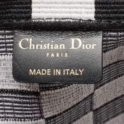 Dior Black/White Checkered Embroidered Canvas Large Book Tote