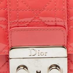 Pre Owned Dior Orange Cannage Patent Leather Miss Dior Promenade Wallet 