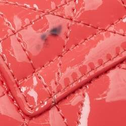 Pre Owned Dior Orange Cannage Patent Leather Miss Dior Promenade Wallet 