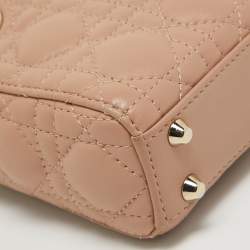 Pre Owned Dior Beige Cannage Leather Micro Lady Dior Tote