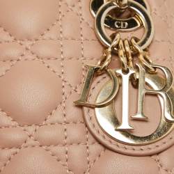 Pre Owned Dior Beige Cannage Leather Micro Lady Dior Tote