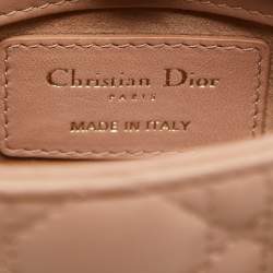 Pre Owned Dior Beige Cannage Leather Micro Lady Dior Tote
