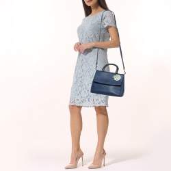 Pre Owned Dior Blue/Green Leather Small Be Dior Flap Top Handle Bag