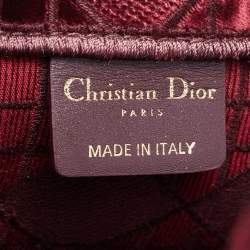 Pre Owned Dior Burgundy Cannage Embroidered Canvas Large Book Tote