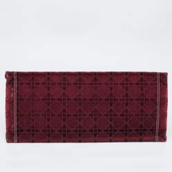 Pre Owned Dior Burgundy Cannage Embroidered Canvas Large Book Tote