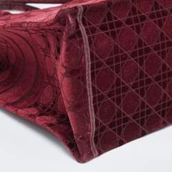 Pre Owned Dior Burgundy Cannage Embroidered Canvas Large Book Tote