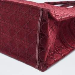 Pre Owned Dior Burgundy Cannage Embroidered Canvas Large Book Tote