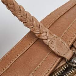 Pre Owned Dior Beige Leather Zip Shoulder Bag