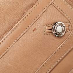 Pre Owned Dior Beige Leather Zip Shoulder Bag