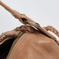 Pre Owned Dior Beige Leather Zip Shoulder Bag